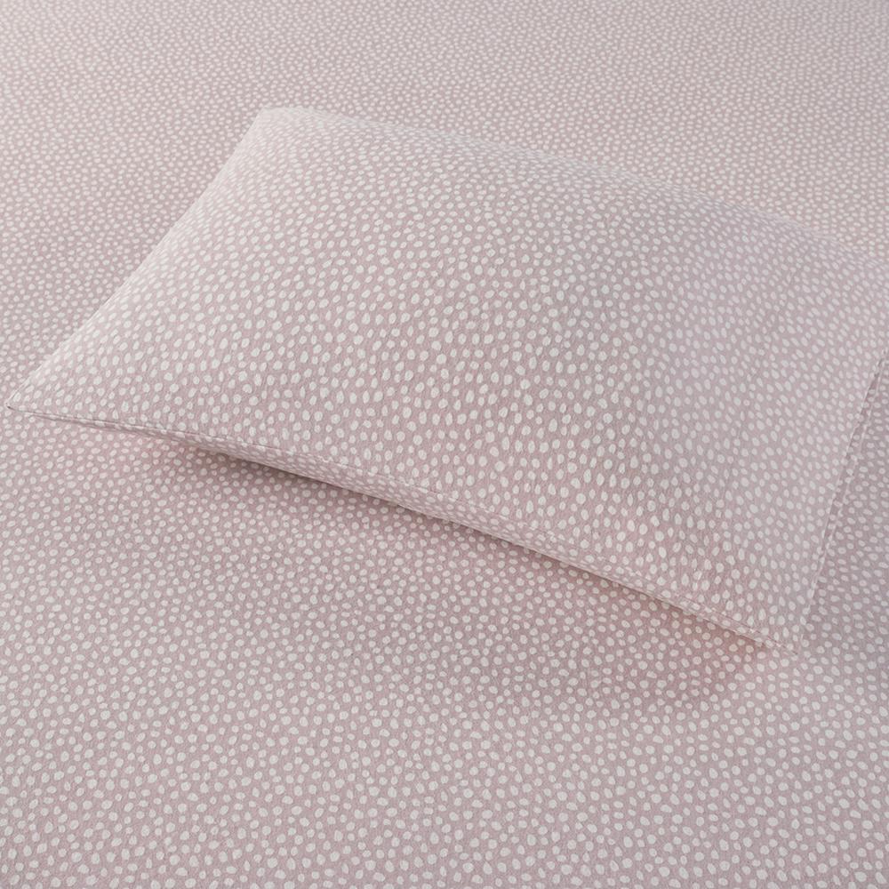 Cozy Flannel Printed Sheet Set, Blush Dots color. Picture 1