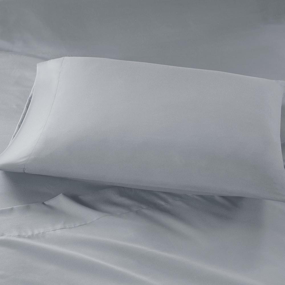 Microfiber Sheet Set with Side Storage Pockets, Grey color. Picture 3
