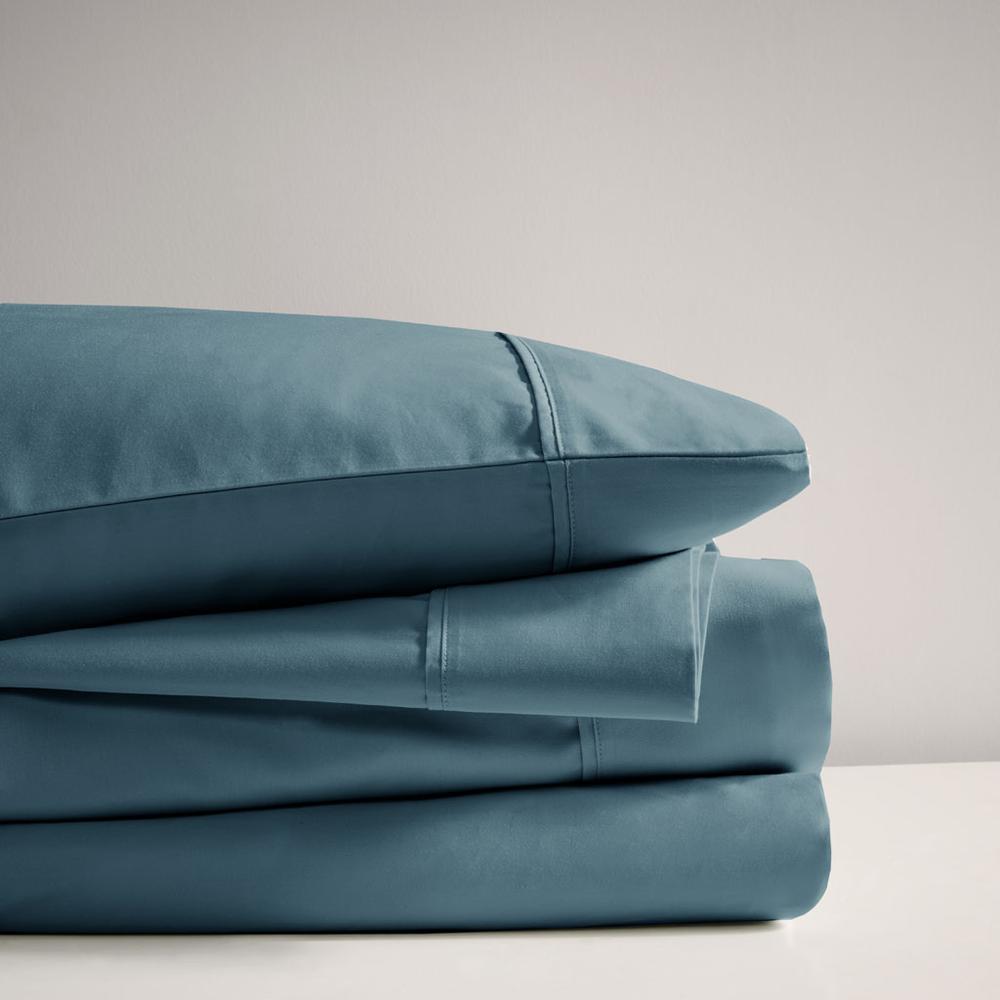 600 Thread Count Cooling Cotton Blend 4 PC Sheet Set, Teal color. Picture 2
