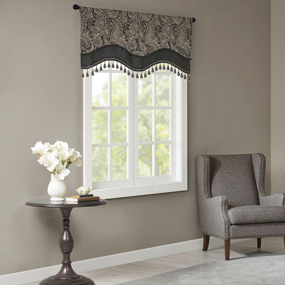 Jacquard Window Rod Pocket Valance With Beads. Picture 5