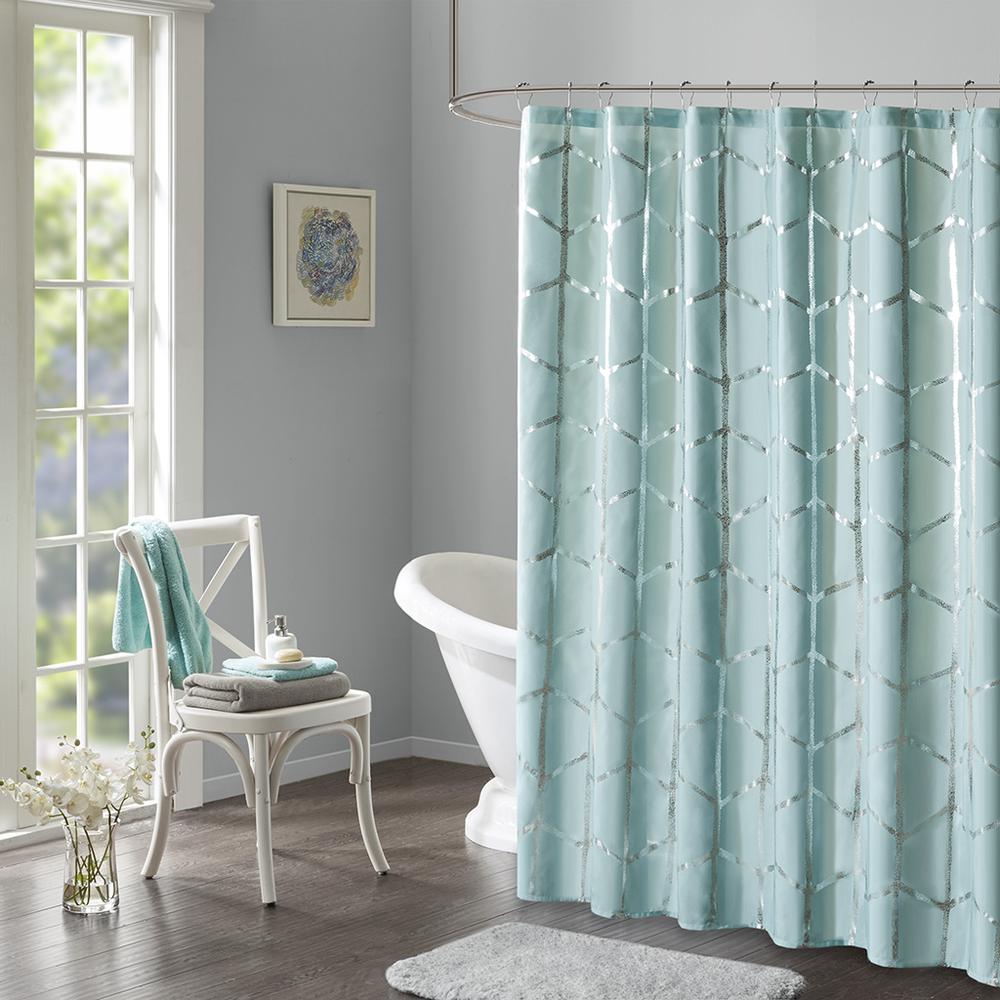 Printed Metallic Shower Curtain. Picture 4