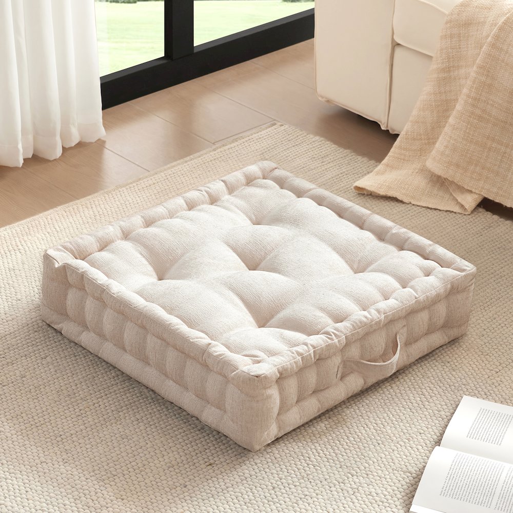 Poly Chenille Square Floor Pillow Cushion. Picture 1