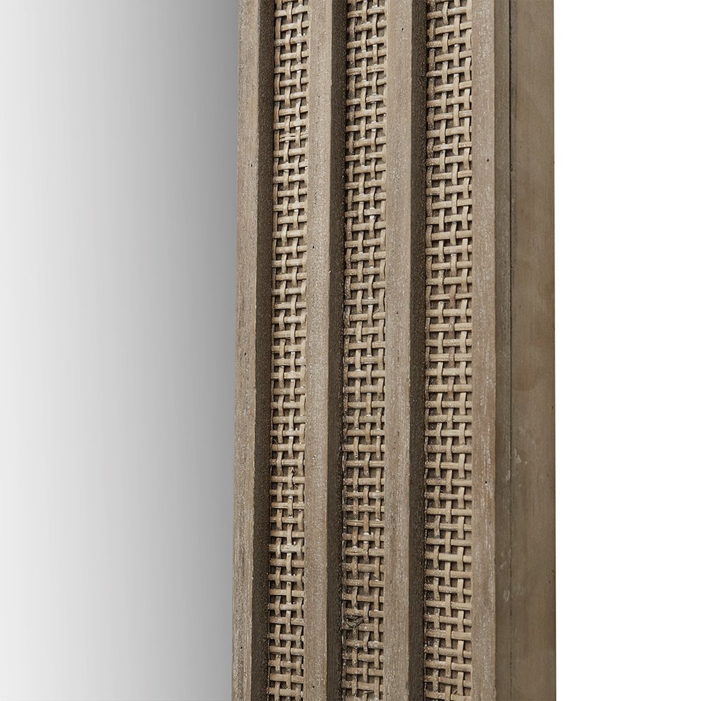Honey Rectangular Wood and Rattan Wall Mirror. Picture 5