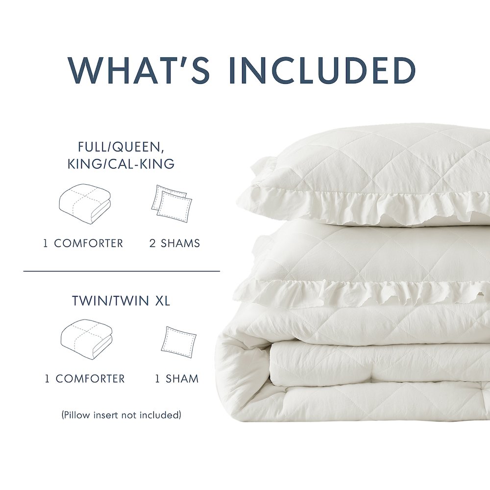 Diamond Quilted Ruffle Edge Comforter Set. Picture 4