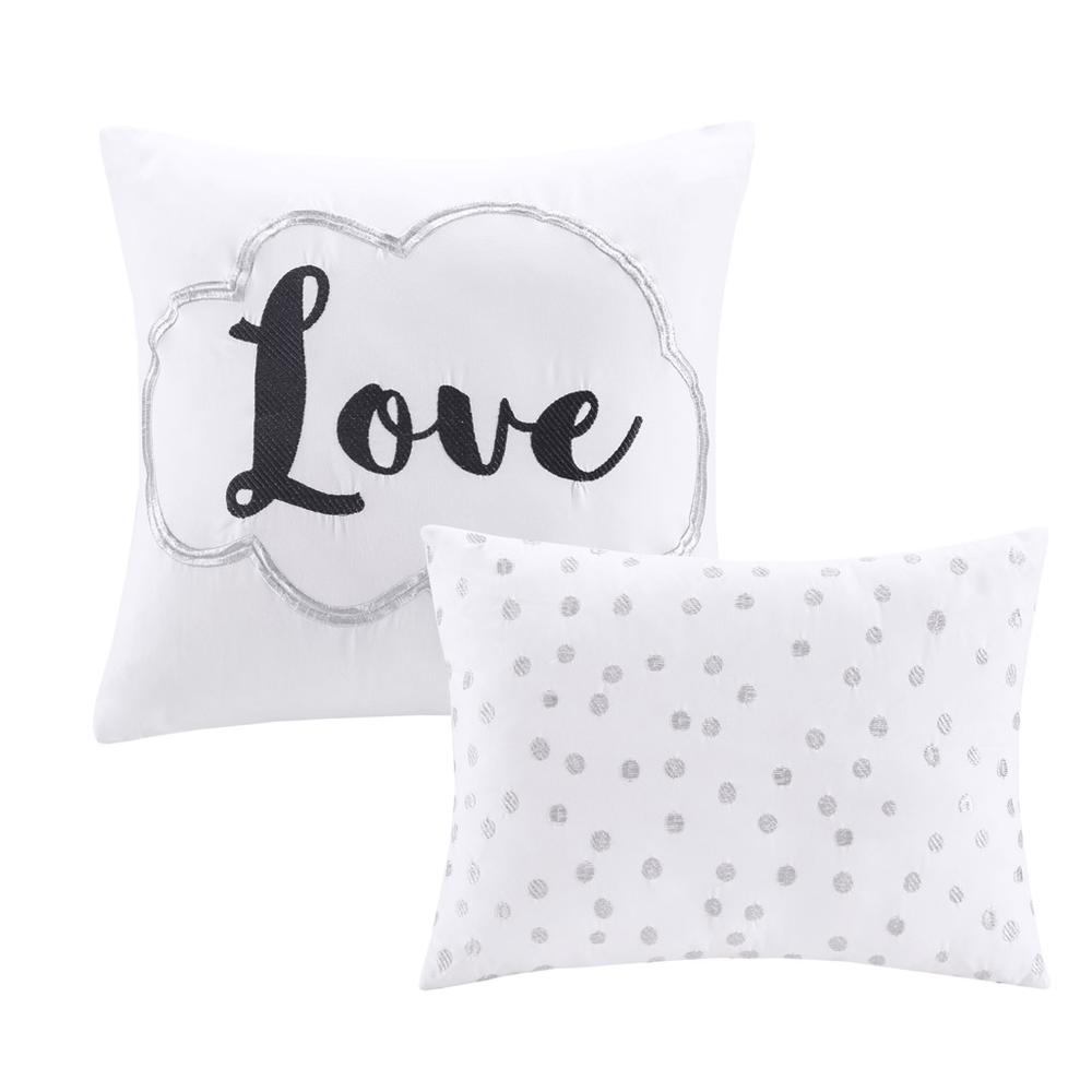 Raina Metallic Printed Comforter Set, White/Silver color. Picture 1