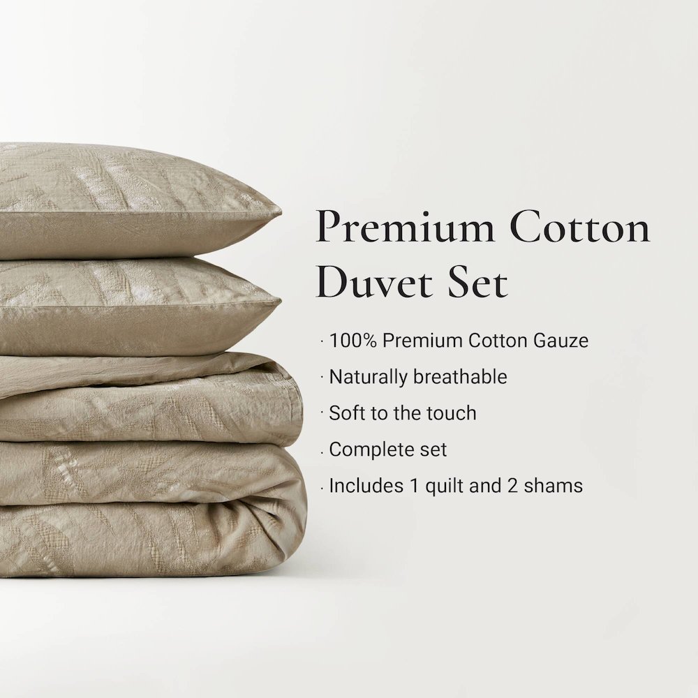 Coastal Leaves 3 Piece 3 Piece Cotton Duvet Set. Picture 5