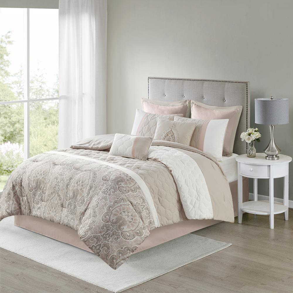 Shawnee 8 Piece Comforter Set, Blush color. Picture 4