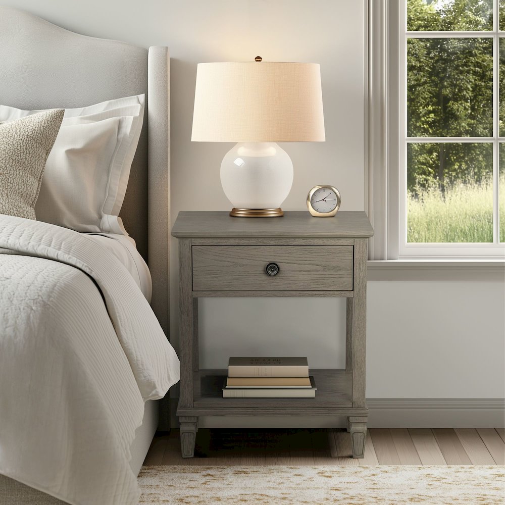 Victoria Bedside Table, Reclaimed Grey color. Picture 2