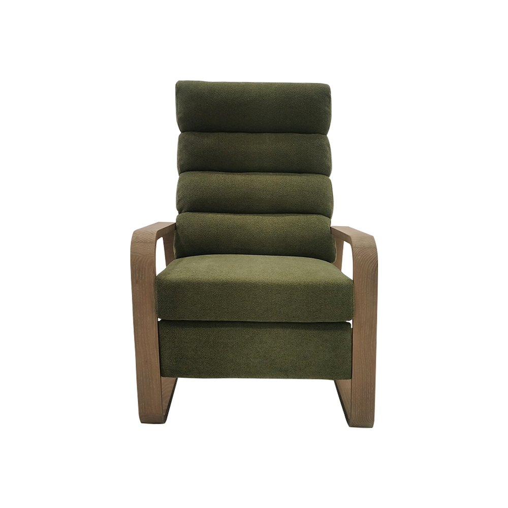 Jordan Wood framed push back Recliner in Green. Picture 2