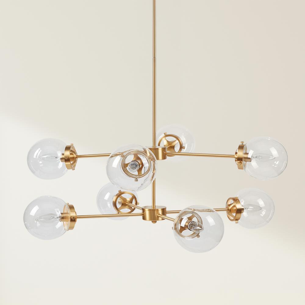 8-Light Metal Chandelier with Globe Bulbs. Picture 3