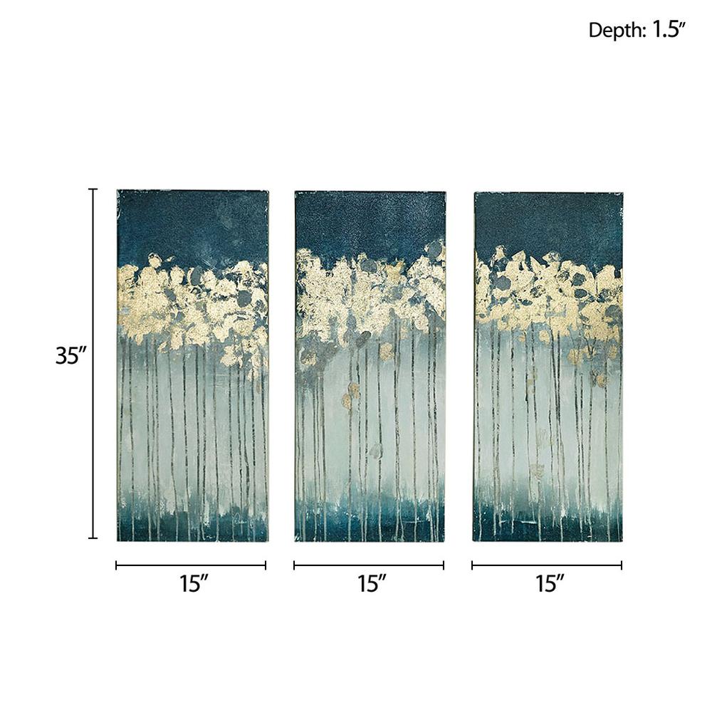Gold Foil Abstract 3-piece Canvas Wall Art Set. Picture 2