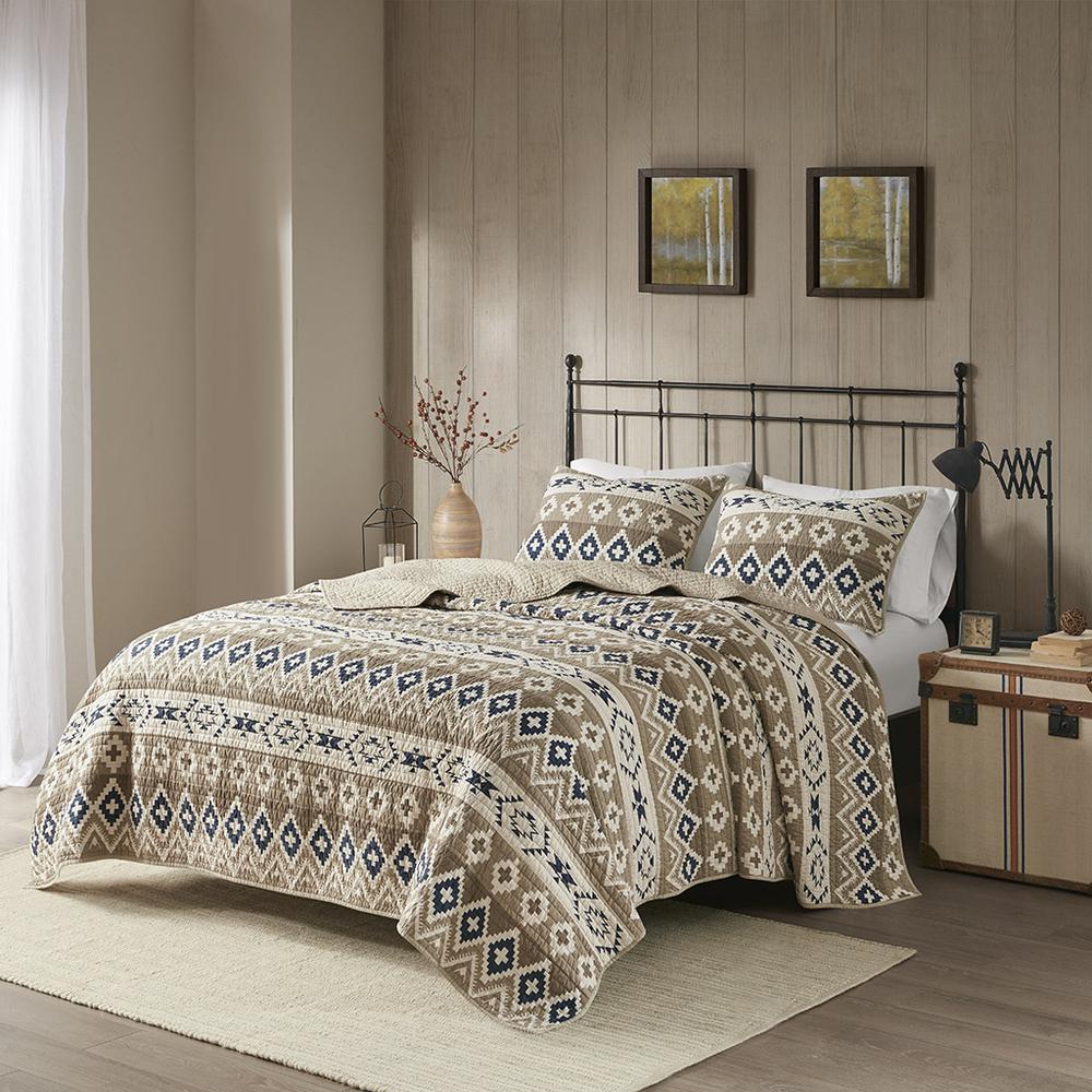 Montana Printed Cotton Oversized Quilt Mini Set, Tan color. Picture 4