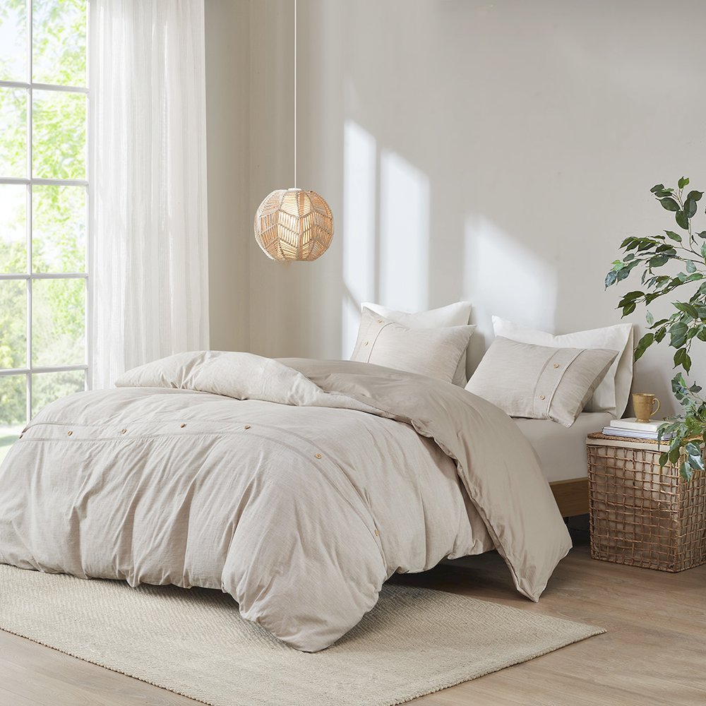 3 Piece Organic Cotton Oversized Duvet Cover Set. Picture 3