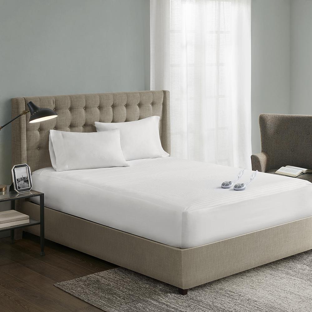 Waterproof Heated Mattress Pad, White color. Picture 4