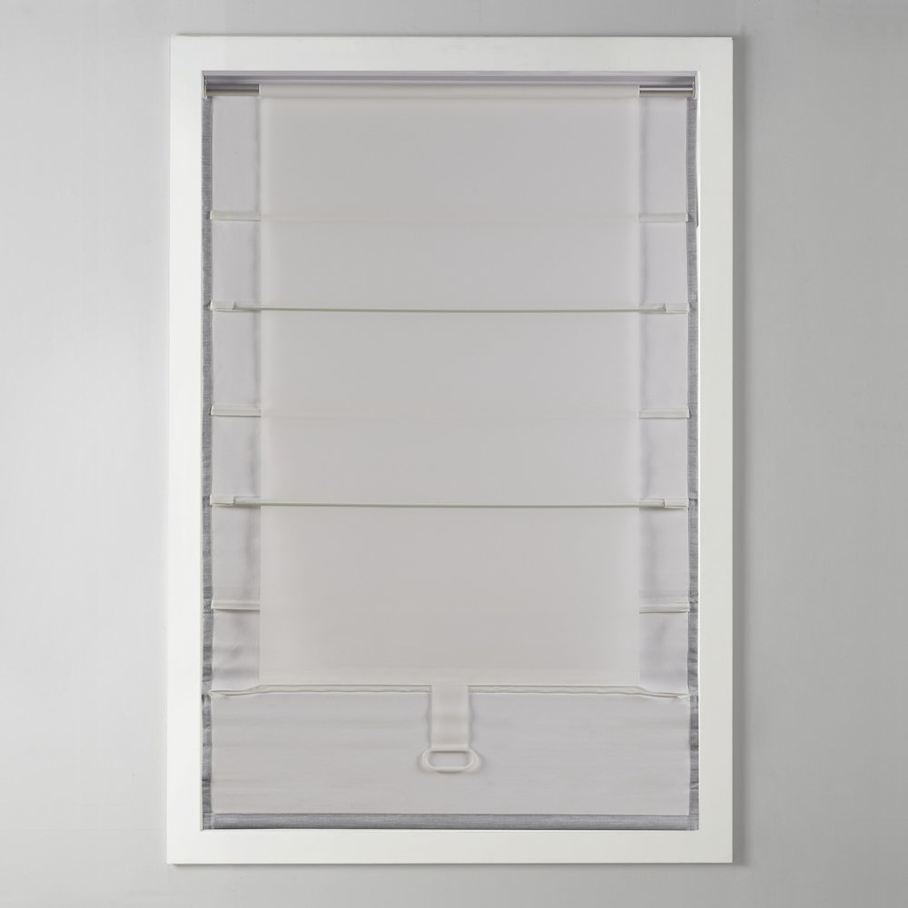 Basketweave Room Darkening Cordless Roman Shade. Picture 1