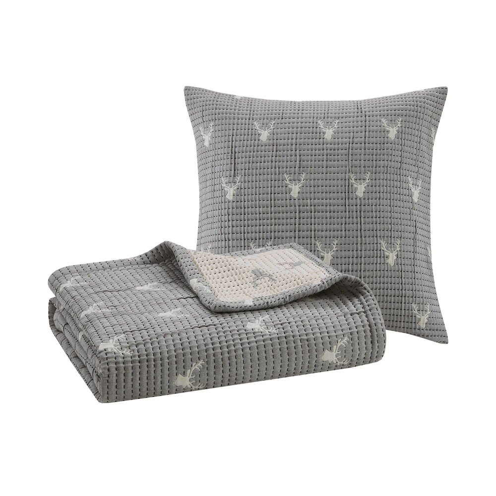 Keystone Throw/Pillow Set, Grey color. Picture 1