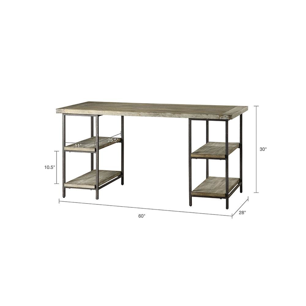 Rustic Office Desk with Storage, Computer Desk with 4 Storage Shelves. Picture 8