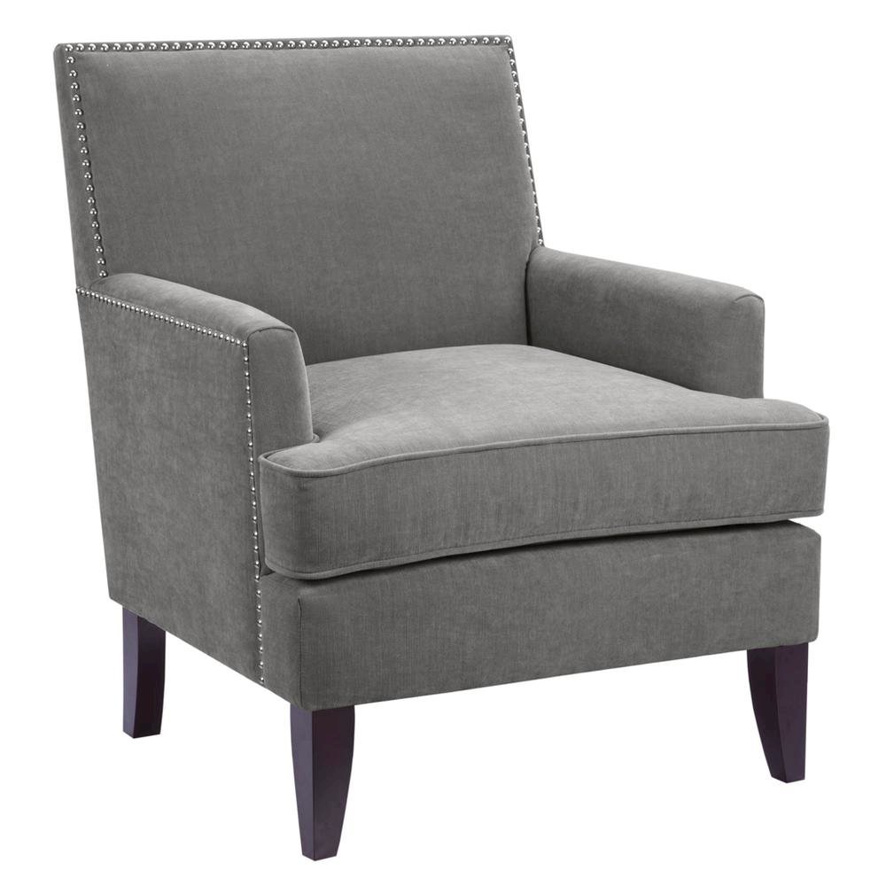 Gray Living Room Chair, Mid Century Modern Comfy Armchair with Wood Legs. Picture 1
