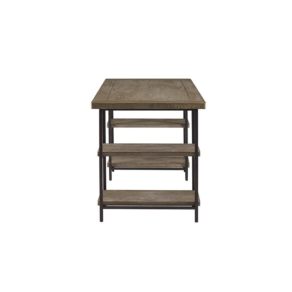 Rustic Office Desk with Storage, Computer Desk with 4 Storage Shelves. Picture 5