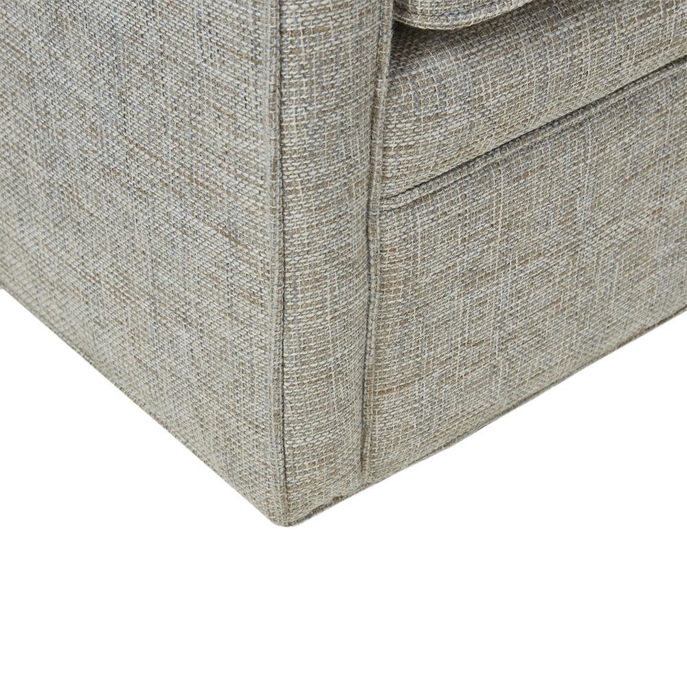 Gray Oversized Swivel Chair, Wide Armchair Solid Wood Frame Upholstered Seat. Picture 5