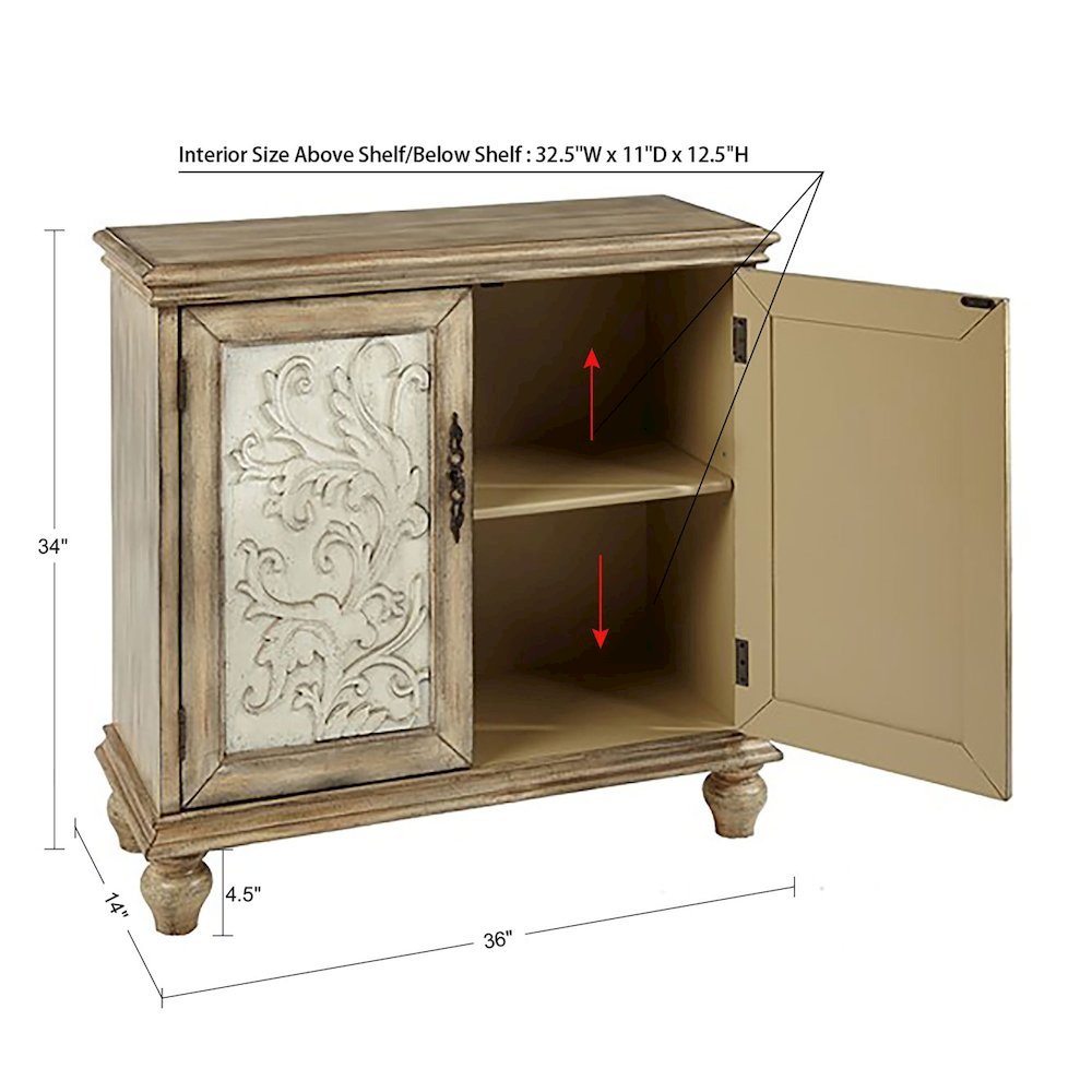 Brown Rustic 2-Door Accent Cabinet, Vintage Sideboard with Solid Wood Legs. Picture 6