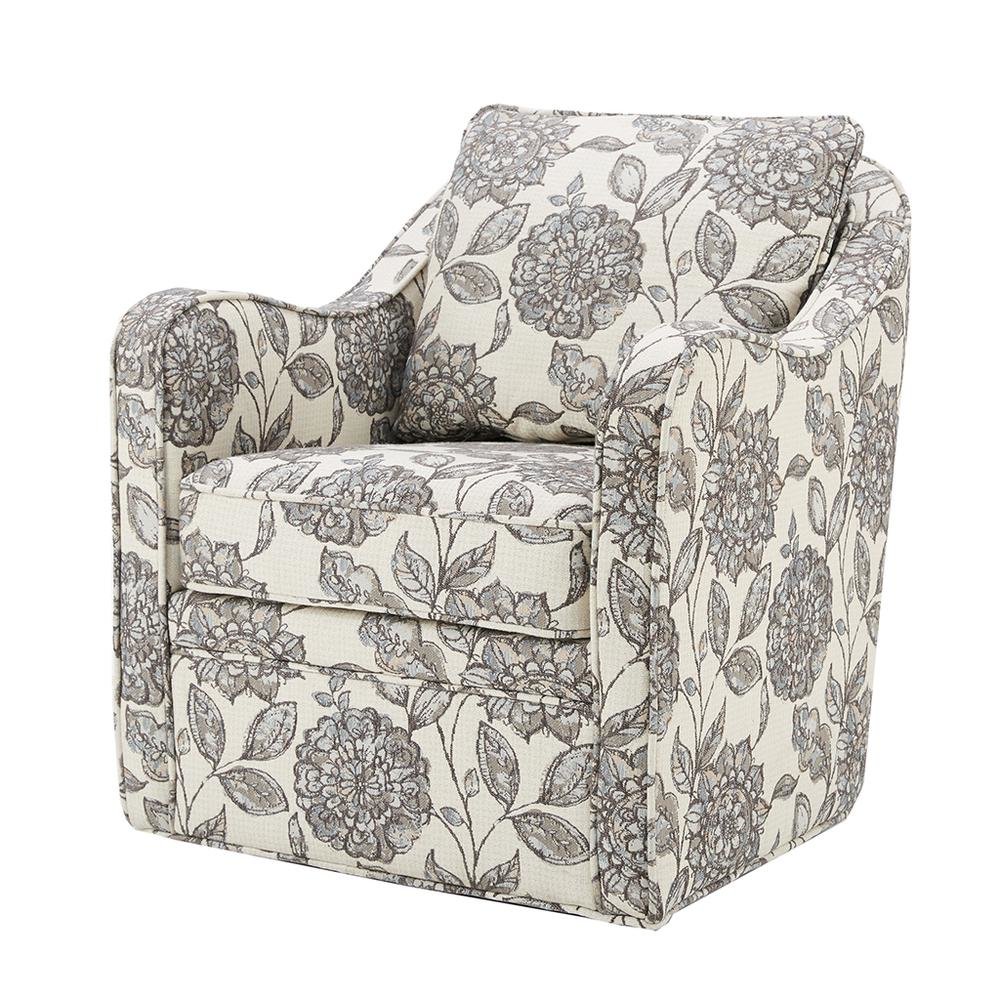 Floral Upholstered Swivel Accent Chair, Oversized Wide Armchair, 360° Rotation. Picture 1