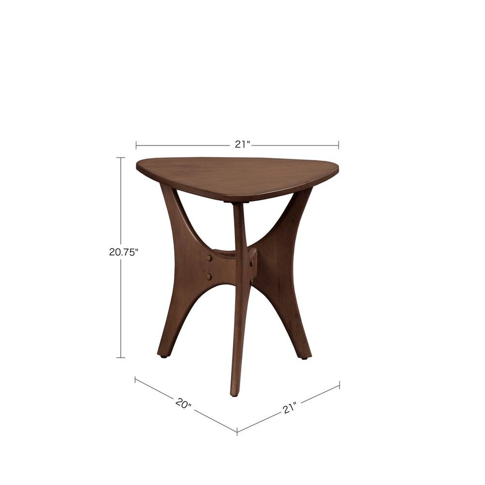 Solid Wood Mid Century Modern Side Table, Triangle Side Table for Small Spaces. Picture 4