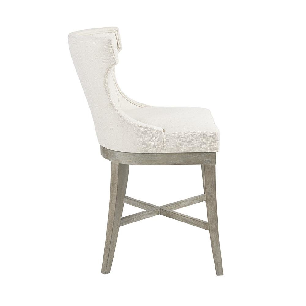 Swivel Beige Bar Height Stool, Upholstered Wingback Counter Height Chair. Picture 6