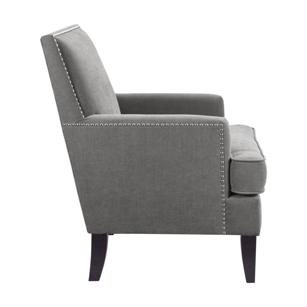 Gray Living Room Chair, Mid Century Modern Comfy Armchair with Wood Legs. Picture 4
