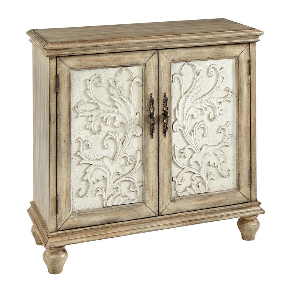 Brown Rustic 2-Door Accent Cabinet, Vintage Sideboard with Solid Wood Legs. Picture 1