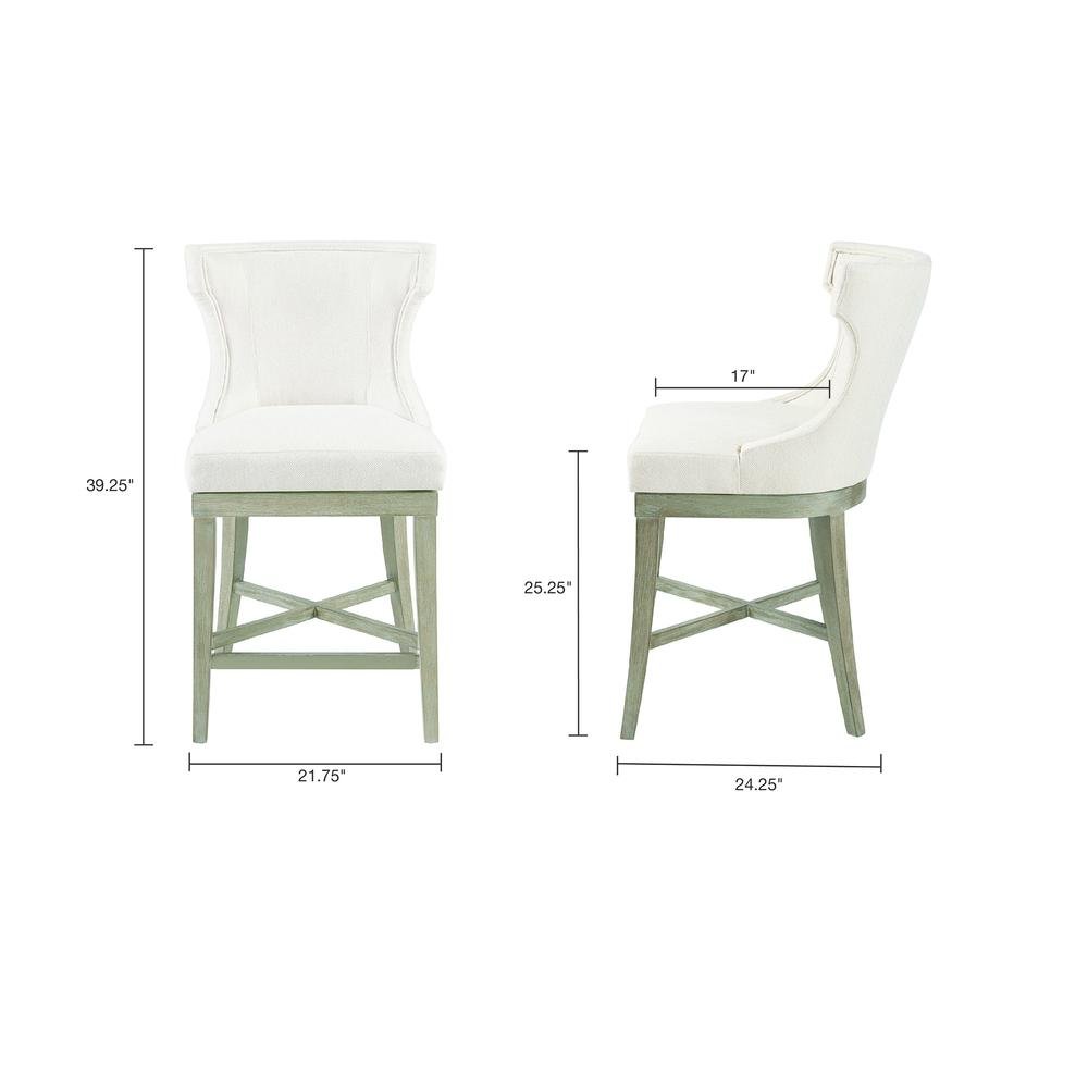 Swivel Beige Bar Height Stool, Upholstered Wingback Counter Height Chair. Picture 7