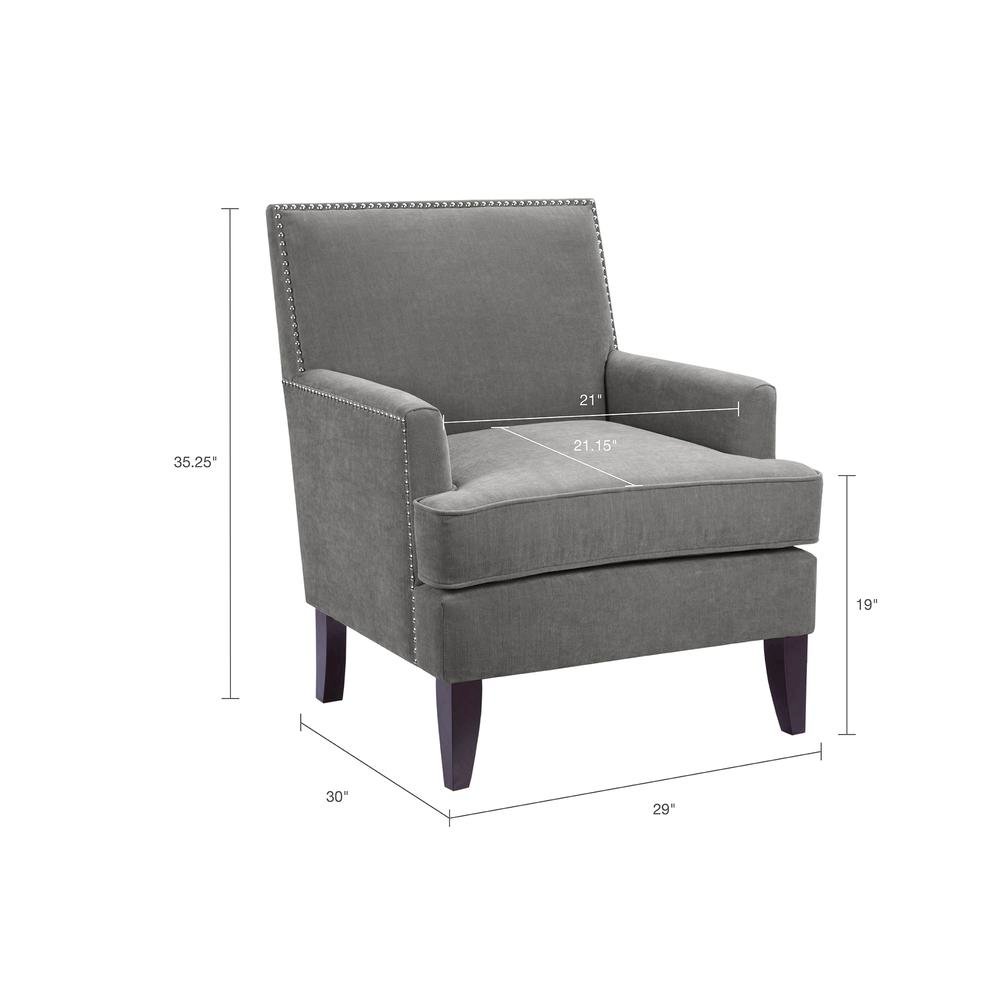 Gray Living Room Chair, Mid Century Modern Comfy Armchair with Wood Legs. Picture 7