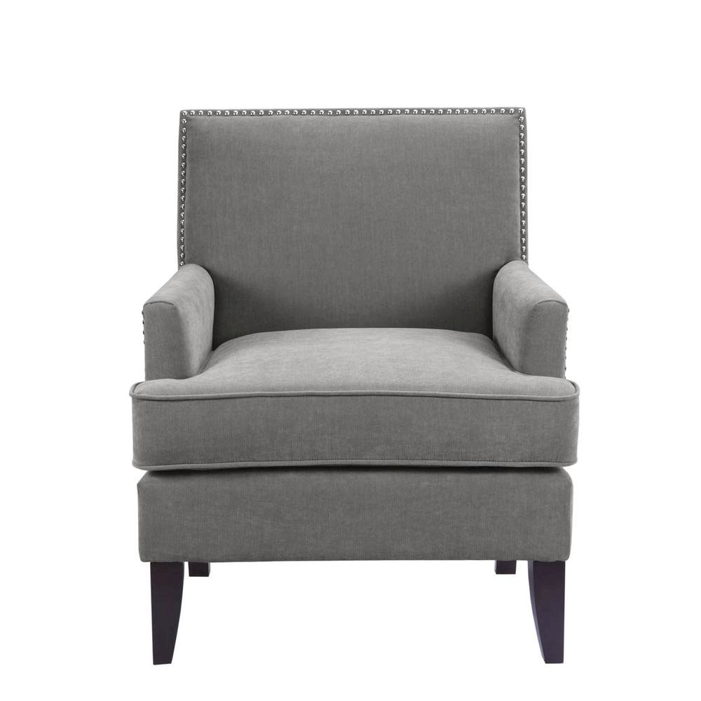Gray Living Room Chair, Mid Century Modern Comfy Armchair with Wood Legs. Picture 6