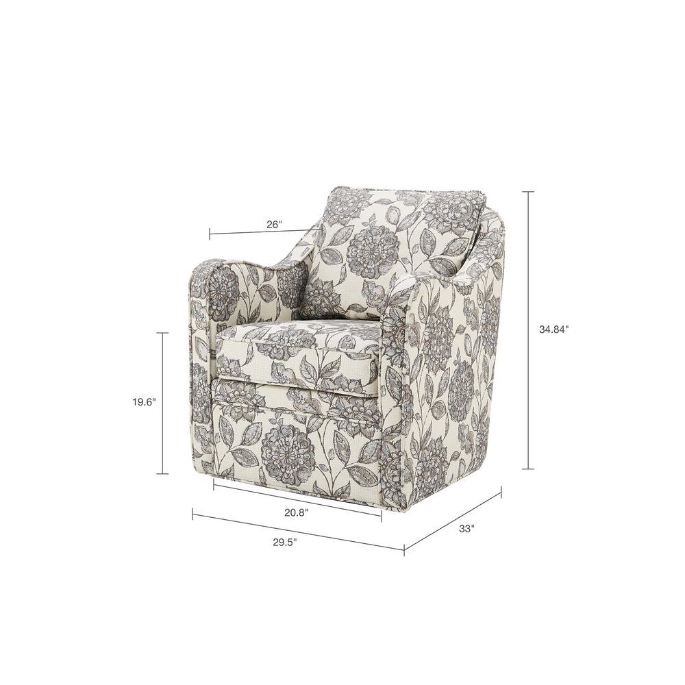 Floral Upholstered Swivel Accent Chair, Oversized Wide Armchair, 360° Rotation. Picture 6