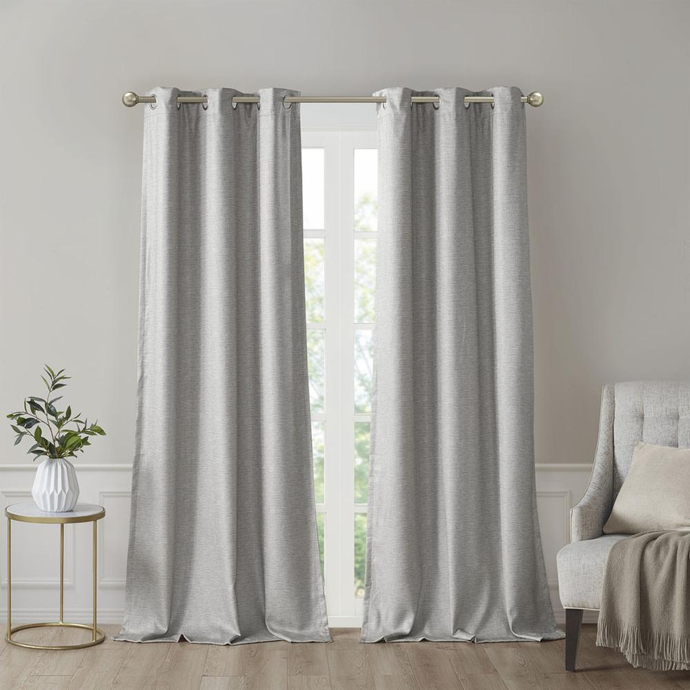 Tonal Printed Faux Silk Room Darkening Curtain Panel Pair. Picture 4