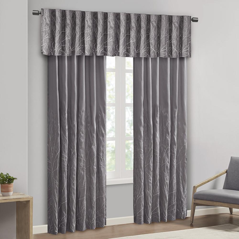 Faux Silk Embroidered Window Valance. Picture 3