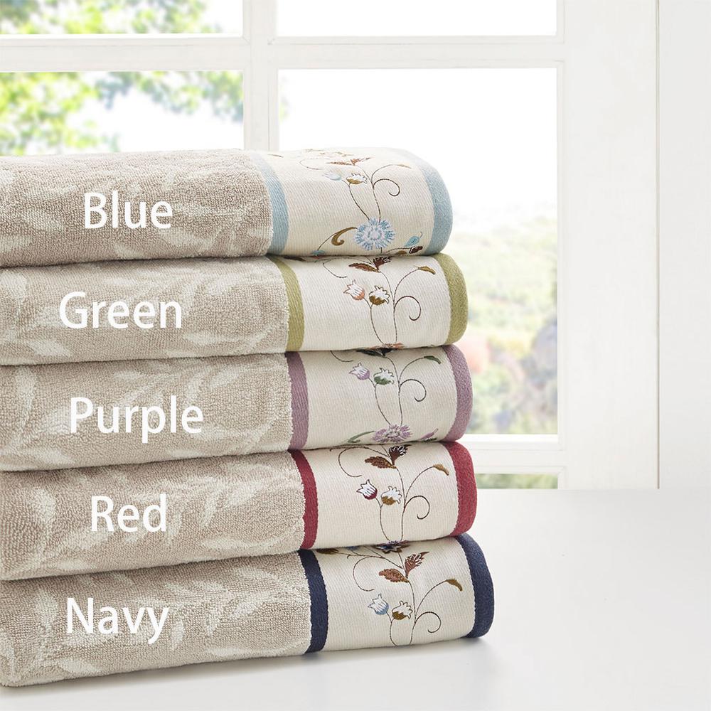 Embroidered Cotton Jacquard 6 Piece Towel Set. Picture 5