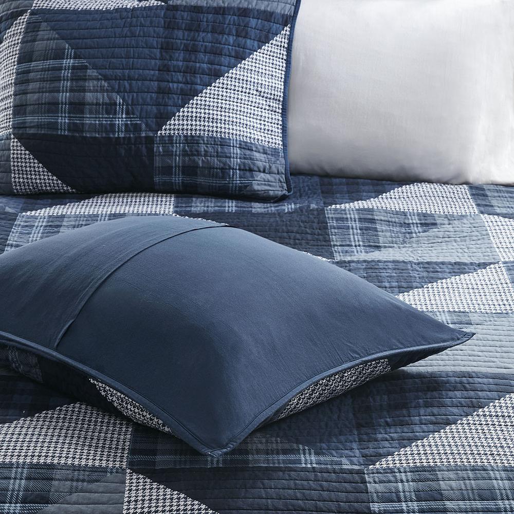 Olsen Olsen 3 Piece Oversized Cotton Quilt Set, Blue color. Picture 2