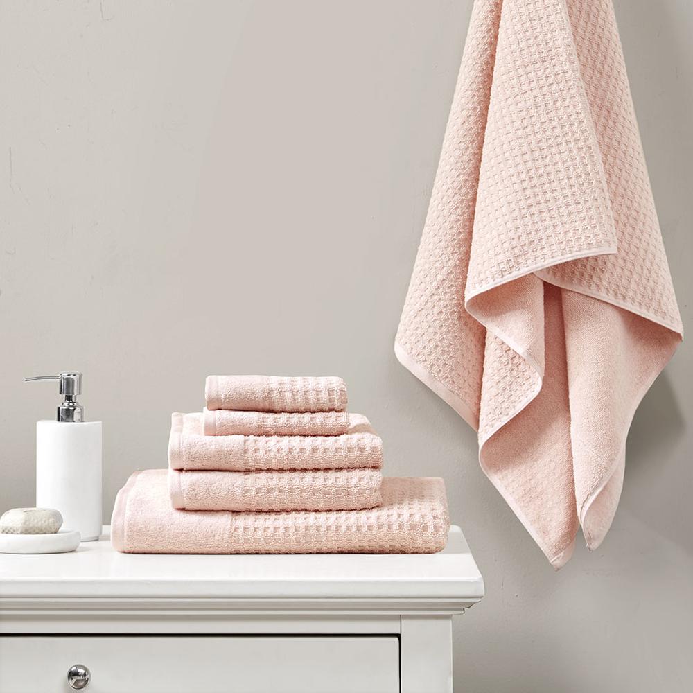 Cotton Waffle Jacquard Antimicrobial Bath Towel 6 Piece Set. Picture 2
