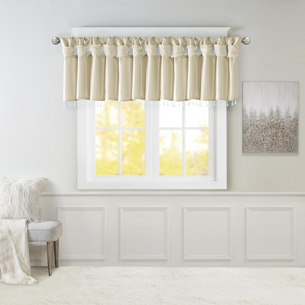 Lightweight Faux Silk Valance With Beads. Picture 4