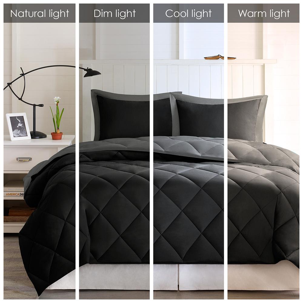 3M Scotchgard Diamond Quilting Reversible Down Alternative Comforter Set. Picture 1