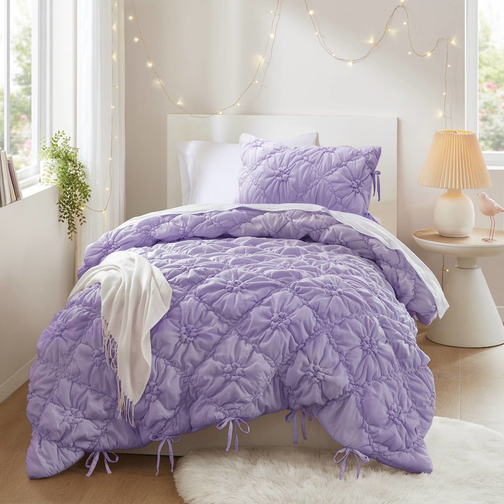 Lily 2PCS Comforter Set, Purple color. Picture 1