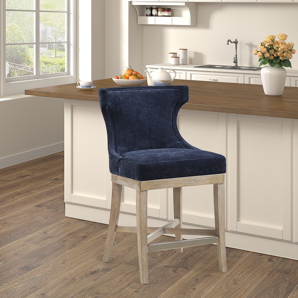 Carson Counter Stool with Swivel Seat, Navy color. Picture 1
