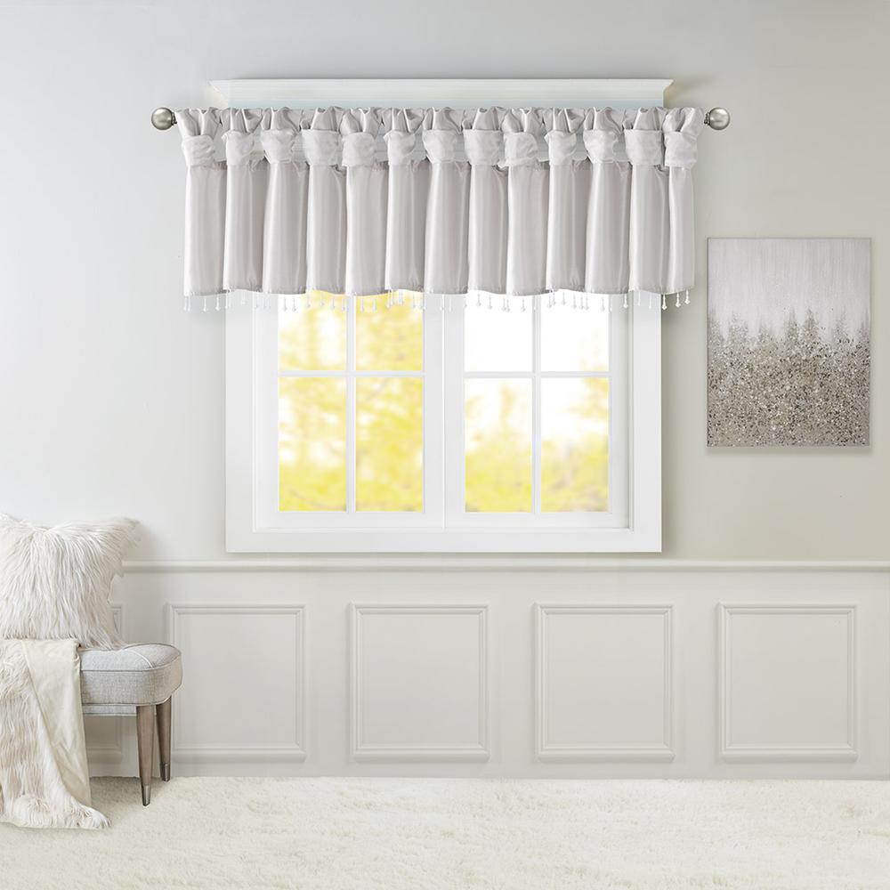 Lightweight Faux Silk Valance With Beads. Picture 4