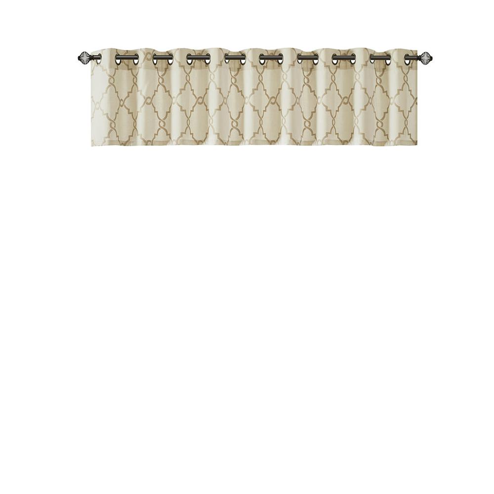 Fretwork Print Grommet Top Window Valance. Picture 3