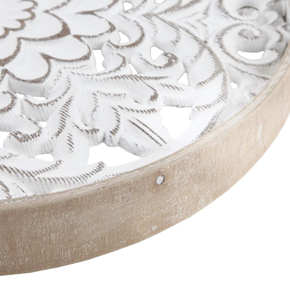 Distressed White Floral 3-piece Carved Wood Wall Decor Set. Picture 1