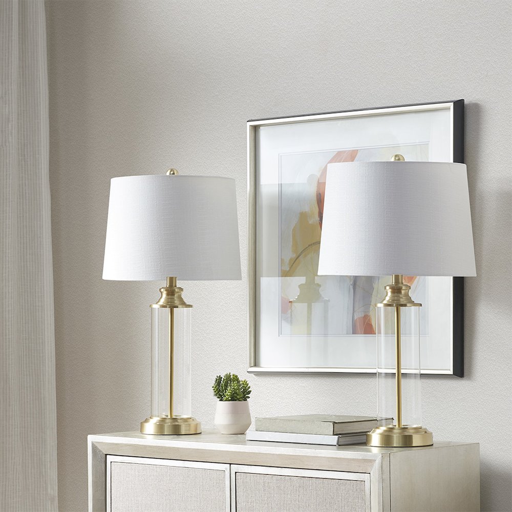 Glass Cylinder Table Lamp Set of 2. Picture 4
