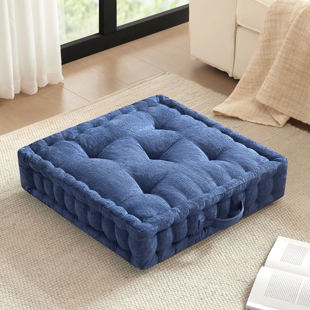 Poly Chenille Square Floor Pillow Cushion. Picture 1