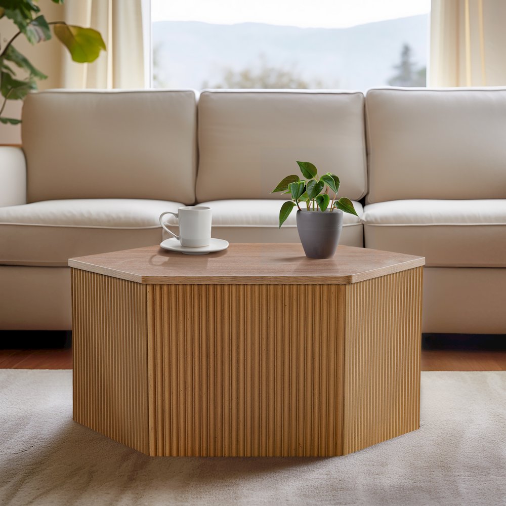 Fluted Hexagon Coffee Table. Picture 4