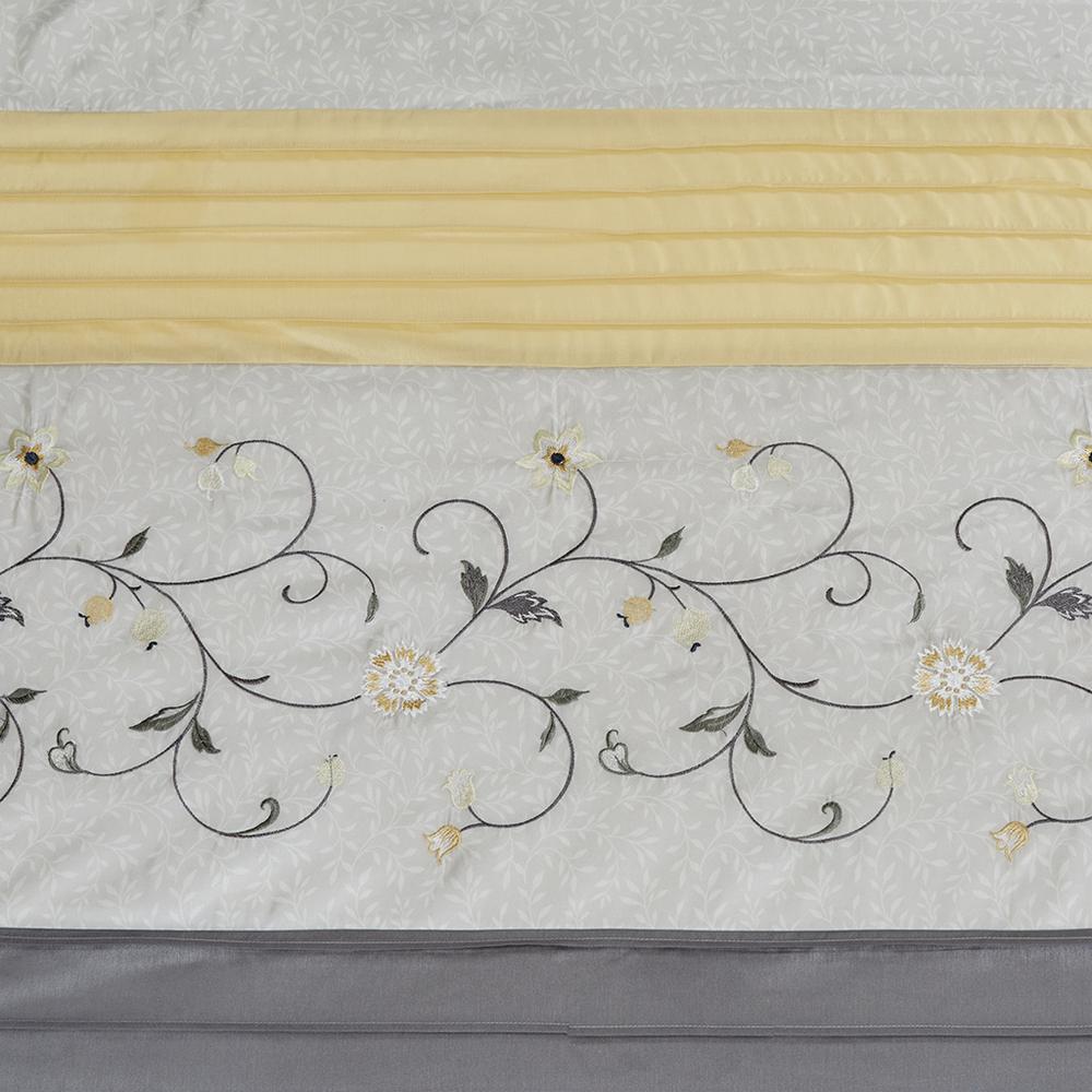 Faux Silk Embroidered Floral Shower Curtain. Picture 2